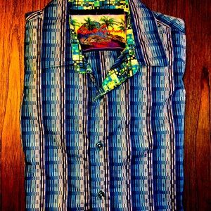 Robert Graham men’s short sleeve shirt blue XL